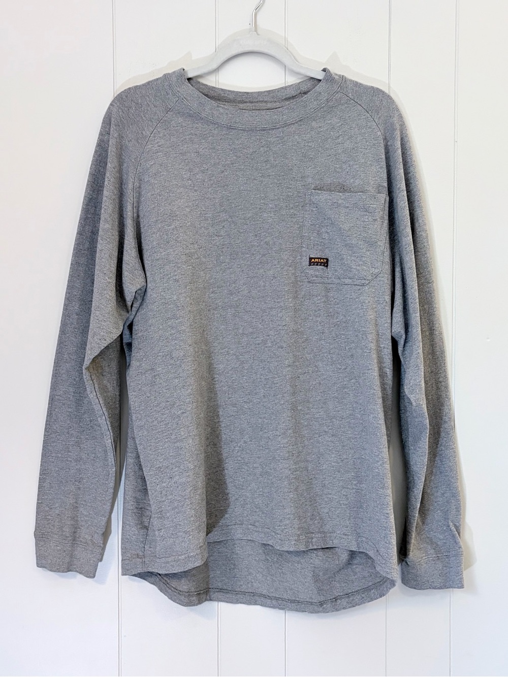 Ariat Rebar Long Sleeve Pocket Tee Heather Gray Workwear Utility Men’s Large